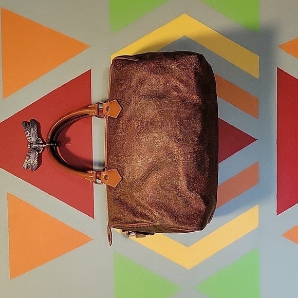 Etro Milano Vintange Paisley Print  Boston Handbag With Lock & 2 Keys - Picture 1 of 16